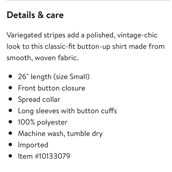 Halogen Vertical Stripe Woven Button-Up Shirt Size Small - Picture 8 of 10